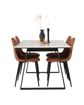 Venture Home - Matgrupp Estelle med 4 st matstolar Polar - Vit