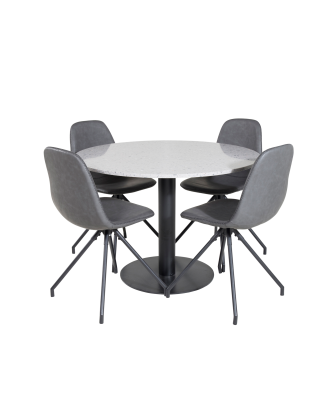 Venture Home - Matgrupp Razzia med 4 st matstolar Polar - Grå