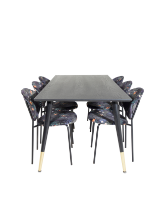 Venture Home - Matgrupp Dipp med 6 st matstolar Vault - Svart