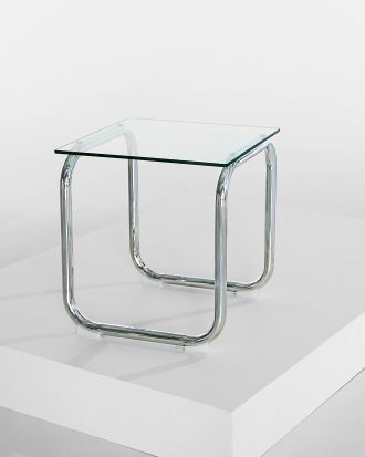 Pastill - Lulu sidobord i glas och krom 42x42cm - Silver