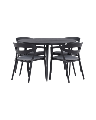 Venture Home - Matgrupp Break med 4 st matstolar Slit - Svart