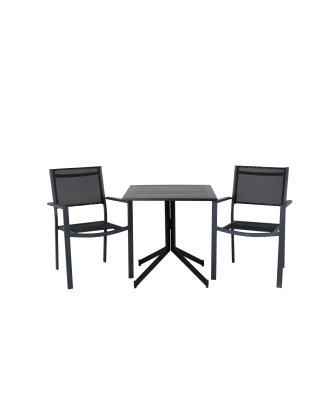 Venture Home - Cafégrupp Way med 2st stapelbara matstolar Copacabana - Svart