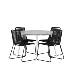 Venture Home - Matgrupp Break med 4st stapelbara matstolar Lindos - Grå