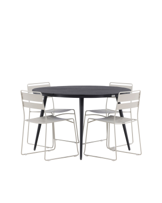 Venture Home - Matgrupp Break med 4st matstolar Lina - Svart