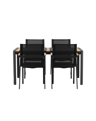 Venture Home - Matgrupp Togo med 4st matstolar Mexico - Svart