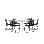 Venture Home - Matgrupp Break med 6st stapelbara matstolar Lindos - Grå