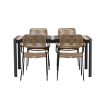 Venture Home - Matgrupp Togo med 4st matstolar Lindos - Svart