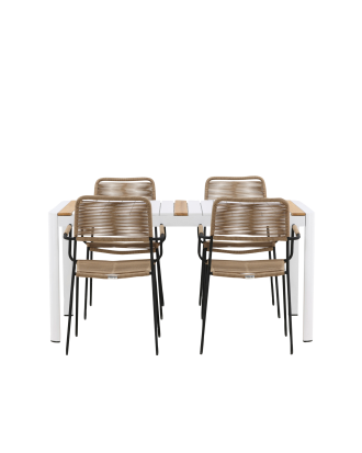 Venture Home - Matgrupp Togo med 4st matstolar Lindos - Vit