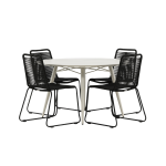 Venture Home - Matgrupp Lina med 4st stapelbara matstolar Lindos - Beige