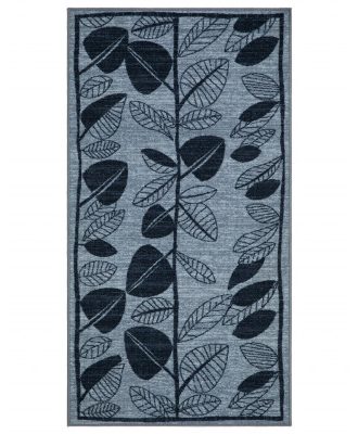 Löv blå - matta med gummibaksida