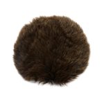 Gently naturbrun - rund stolsdyna i långhårigt fårskinn