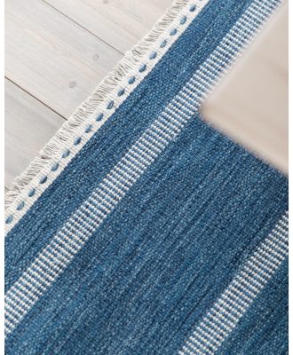 Grinda blå - handvävd ullmatta