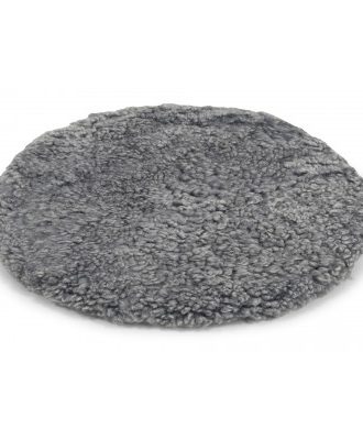 Curly pad silvergrå - rund stolsdyna med stoppning i lockigt fårskinn