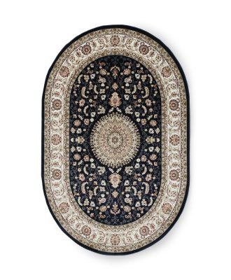 Dubai Medallion oval blå - maskinvävd matta