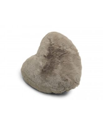 Fluffy heart taupe - kudde i konstmaterial