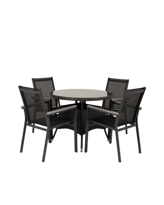 Venture Home - Matbord Vass och 4st Pascal mat stol - Svart