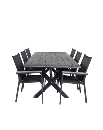 Venture Home - Matbord Arie loch 6st Pascal mat stol - Svart