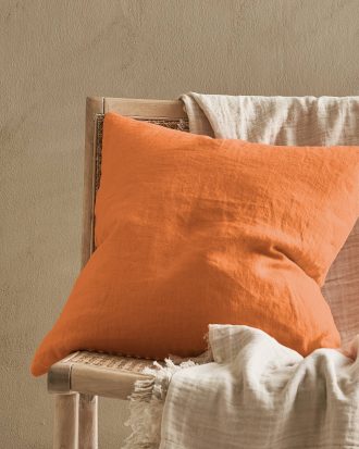 Ellos - Kuddfodral Candice Zip i tvättat lin 50x50 cm - Orange - 50X50
