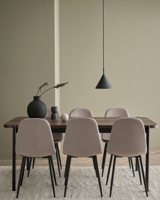 Ellos - Matgrupp Gilda med bord 180x90 cm + 6 stolar - Brun