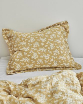 Ellos - Örngott Candela Flower i muslin - Gul - 50X60