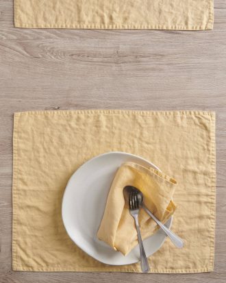 Ellos - Bordstablett Malva 2-pack i 100% lin - Gul - 40X50