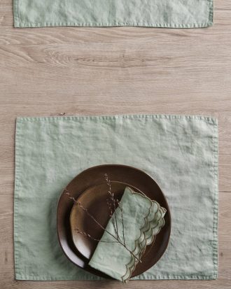 Ellos - Bordstablett Malva 2-pack i 100% lin - Grön - 40X50