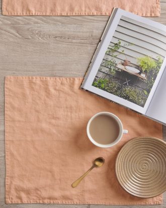 Ellos - Bordstablett Malva 2-pack i 100% lin - Orange - 40X50