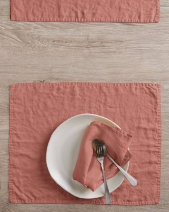 Ellos - Bordstablett Malva 2-pack i 100% lin - Rosa - 40X50