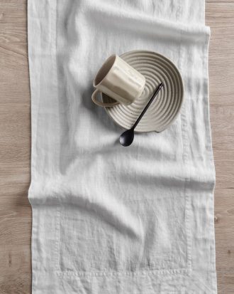 Ellos - Löpare Malva i 100% lin - Vit - 45X150