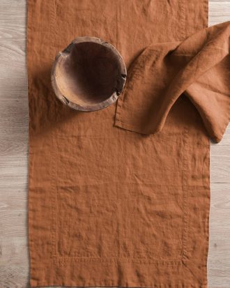 Ellos - Löpare Malva i 100% lin - Orange - 45X150