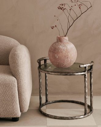 Ellos - Sidobord / sängbord Cole Ø 49 cm - Silver