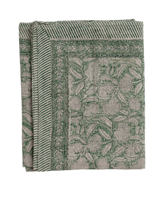 Chamois - Linneduk Autumn Leaves - Grön - 170X270