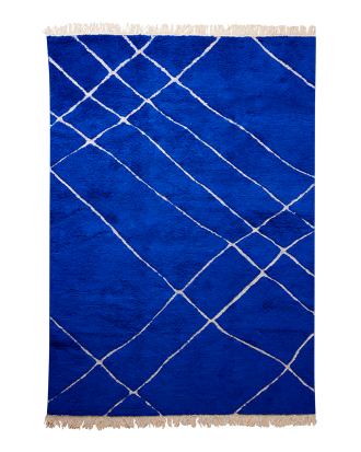 HKliving - Handknuten ullmatta cobalt 200x300 cm - Blå - 200X300