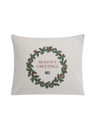 Lexington - Örngott Holiday Printed Organic Cotton Pillowcase - Vit - 50X60