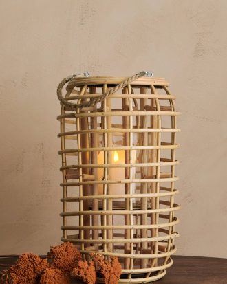 House of Flowers - Bambulykta med glasinsats - Beige