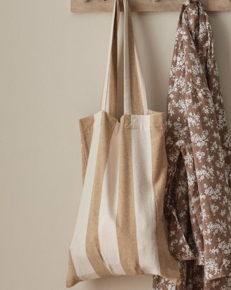 Ellos - Väska Valerie Block Stripe i bomullsflanell - Brun