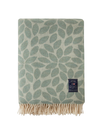 Lexington - Pläd Leaves Recycled Wool Jacquard Throw - Grön - 130X170