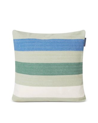 Lexington - Kuddfodral Block Striped Organic Cotton Pillow Cover - Grön - 50X50