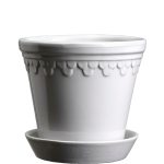 Bergs Potter - Kruka med fat Københavner GLAZED, Ø 14 cm - Vit