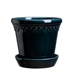 Bergs Potter - Kruka med fat Københavner GLAZED, Ø 18 cm - Blå