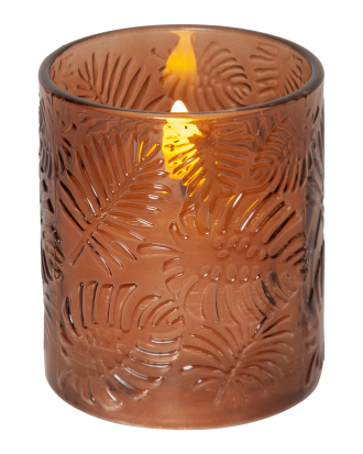 Star Trading - LED Blockljus Flamme Leaf 10 cm - Brun