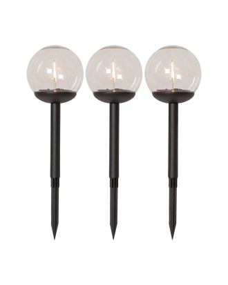 Star Trading - Solcells-pollare 3-p Globe - Svart