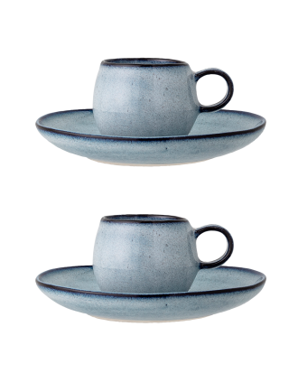 Bloomingville - Espressokopp med fat Sandrine - 2 st. - Blå