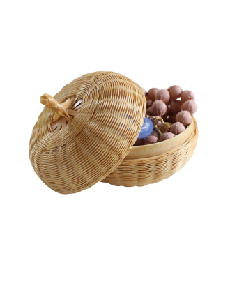 Mimou - Flätad burk med lock Äpple - Natur