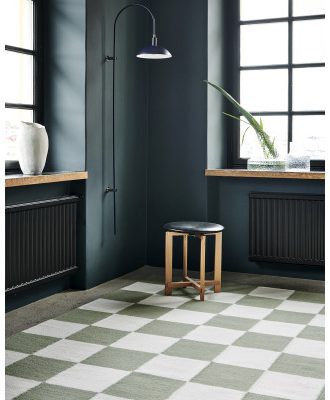 Square vit/grön - handvävd ullmatta