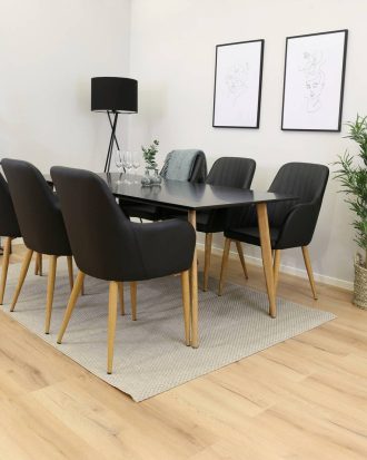 Venture Home - Matgrupp Polar med 6st matstolar Comfort - Svart