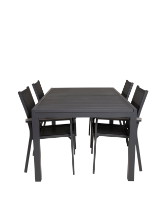 Venture Home - Matgrupp Marbella med 4st matstolar Parma - Svart