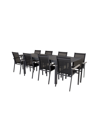 Venture Home - Matgrupp Malaga inkl 8st stapelbar Pascal matstol - Svart