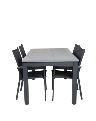 Venture Home - Matgrupp Athena inkl 4st stapelbar Pascal matstolar - Grå