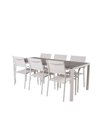 Venture Home - Matgrupp Bliss inkl 6st stapelbar Samos matstolar - Grå